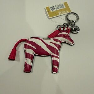 Michael Kors Red and White Zebra Keychain